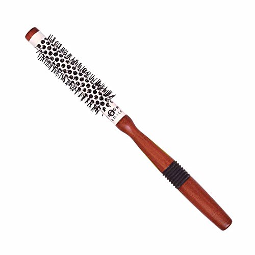 Head Jog Ceramic Wooden Radial Round Brush. Styling & Volumising Hair Tool With Nylon Bristle & Vented, Ceramic Barrel For Smooth Hair With Shine. Versatile Wooden Hair Brush. (16mm)
