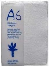 Khadi Papers Watercolour & Drawing Paper Polypack of 20 Sheets - 320 GSM - Smooth Texture - Size: A6 - Colour: White