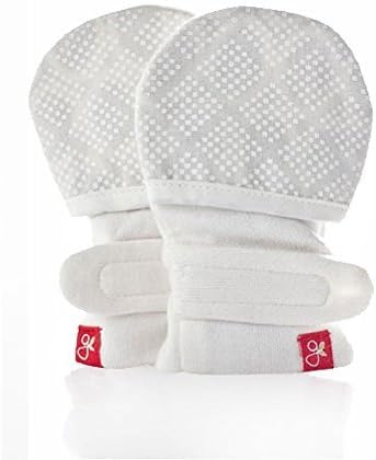 Stay on Newborn Baby Mittens - Organic Cotton/Bamboo Mitts S/M (diamond dots (cream))