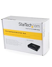 StarTech. com 4 Port Portable USB 3.0 Hub Compact cuatro puertos USB HUB externo USB 3 hub con cable integrado, Negro