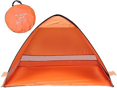 SunnyRoyal Automatic Pop Up Tent,2-3 Person Beach Cabana Tents for Camping Fishing Picnic Portable Outdoor UV Protection Beach Tent Sun Shelter Beach Shade for Baby 78.7”×47.3”×51” (Orange)