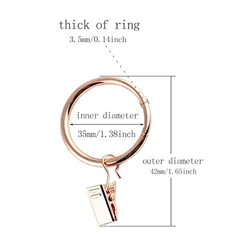 CUGBO 40Pack Curtain Clips Rings Strong Metal Decorative Rustproof Drapery Curtain Rod Ring with Clip for Windows, Bathroom, Home, Kitchen-1.65" OD-Gold - Thumbnail 2