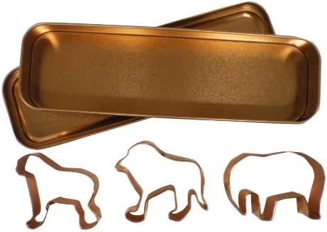 Global Decor Jungle Cookie Cutter Set in Round Copper-Plated Container
