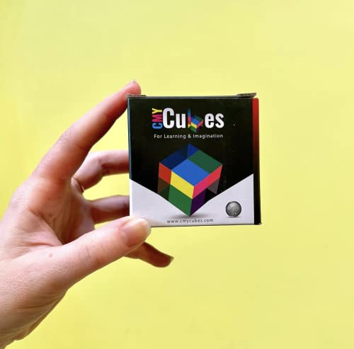 CMY Cubes Mini (30mm) - Cyan, Magenta & Yellow Cube - Optical Color Cube - Teaches Subtractive Color Mixing - Educational, Scientific, Physics & Kinetic Art Desk Object, STEAM