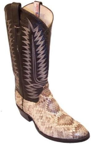 Cowtown Men's Brown/White Leather Rattlesnake Boot 11 M Standard (D) W Toe-Semi Round