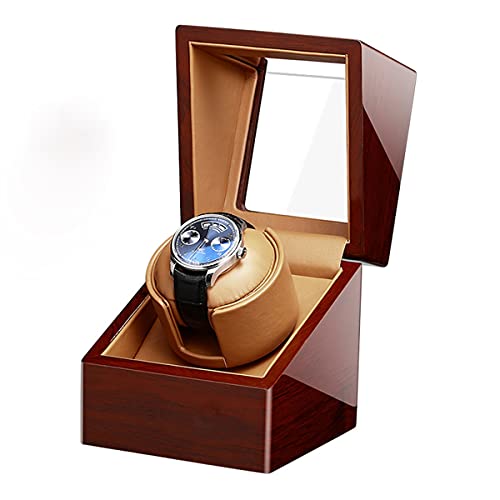 DLYZAYE Watch Display Box Watch Winder for Single Automatic Watches Solid Wooden Box Withmotors, Battery Powered Or Ac Adapter 15 Rotation ModesD