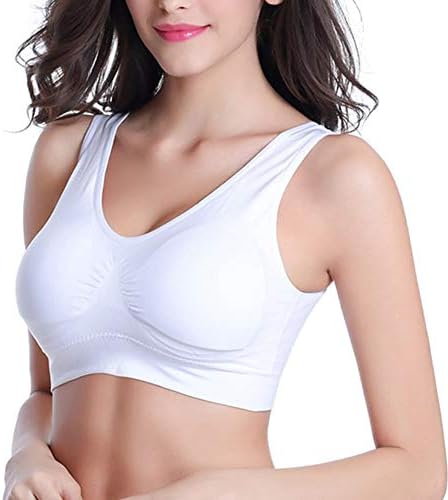 MYGYSJK Wire Free, Breathable, Comfortable Nylon Women V-Neck Stretch Wire Free Pure Color Bra Yoga Sports Crop Tops Sleepwear - White S