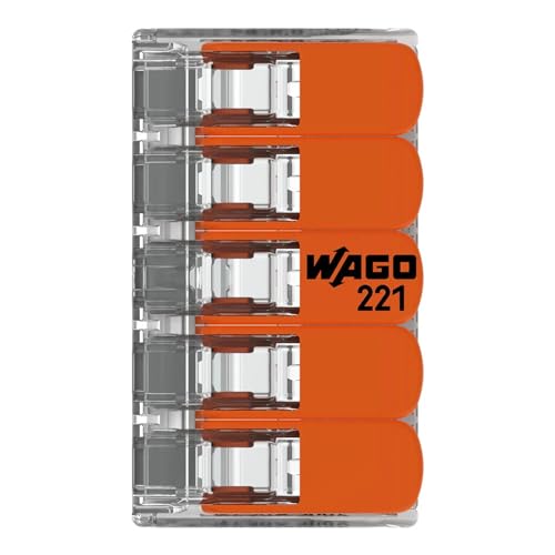 WAGO Verbindungsklemmen 221-415 | 5 Leiter, bis 4 mm², 25 Stück, COMPACT Kabelverbinder mit Hebeln für alle Leiterarten weltweit, bestätigte Anwendungssicherheit 2