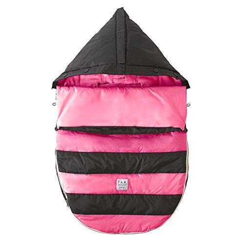 7AM Enfant Bee Pod Baby Bunting Bag for Strollers and Car-Seats with Removable Back Panel, Black/Neon Pink, Medium/Large