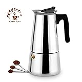 Stovetop Espresso Maker,Moka pot, Espresso Machine,Stainless Steel Espresso Machinefor 9 cups (450 ml),Italian coffee maker Espresso and Coffee Maker for for Gas or Electric Ceramic Stovetop