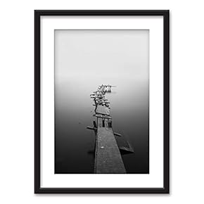 Framed Wall Art City View Giclee Printed Art in Black Picture Frames White Matting - 23x31 inches