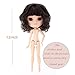 The 12 Inch Nude Doll is Similar to Blyth BJD Doll, Customized Dolls Can Be Changed Makeup and Dress by DIY, Ball Jointed Dolls Best Gifts and Hobby For Girls (short black)