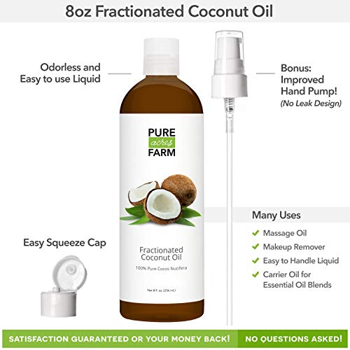 Fractionated Coconut Oil (Liquid) with Pump + Free Recipe eBook