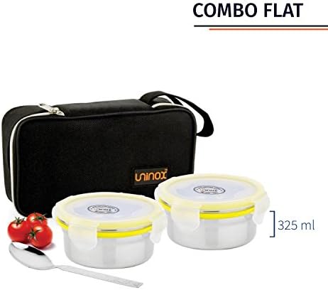 Uninox Stainless Steel Combo Flat Lunch Box -Air Tight Dishwasher Safe and Leak Proof