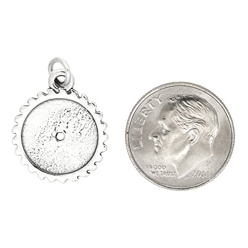 Sterling Silver Oxidized Saw Blade Charm Pendant