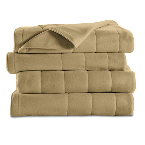 Sunbeam Heated Blanket 10 Heat Settings, Quilted Fleece, Acorn, Twin
