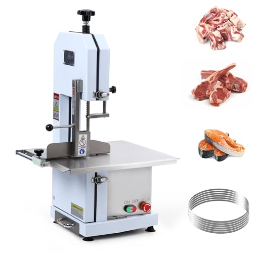 Photo 1 of 1100W Electric Bone Saw Machine 0.39?6.6 Inches Cutting Thickness Commercial Electric Meat Bandsaw with 6 Saw Blades for Bone Meat Frozen Meat Chicken Fish Trotter Beef Bone Cutting Machine (1100W)