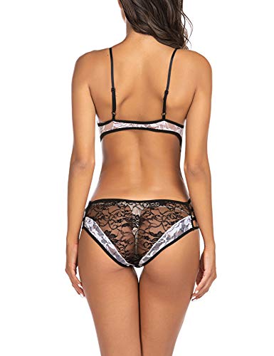 Avidlove Women‘s Lace Teddy Lingerie Bodysuit One Piece Babydoll Black