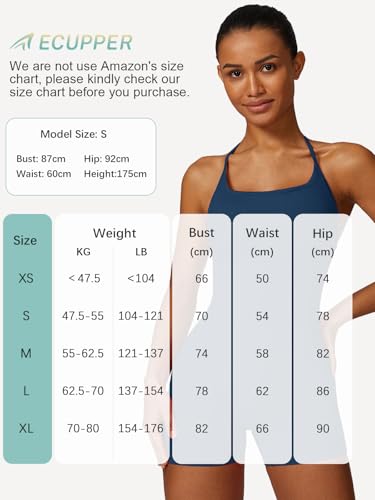 ECUPPER Backless Workout Jumpsuits for Women Sleeveless One Piece Tummy Control Yoga Shorts