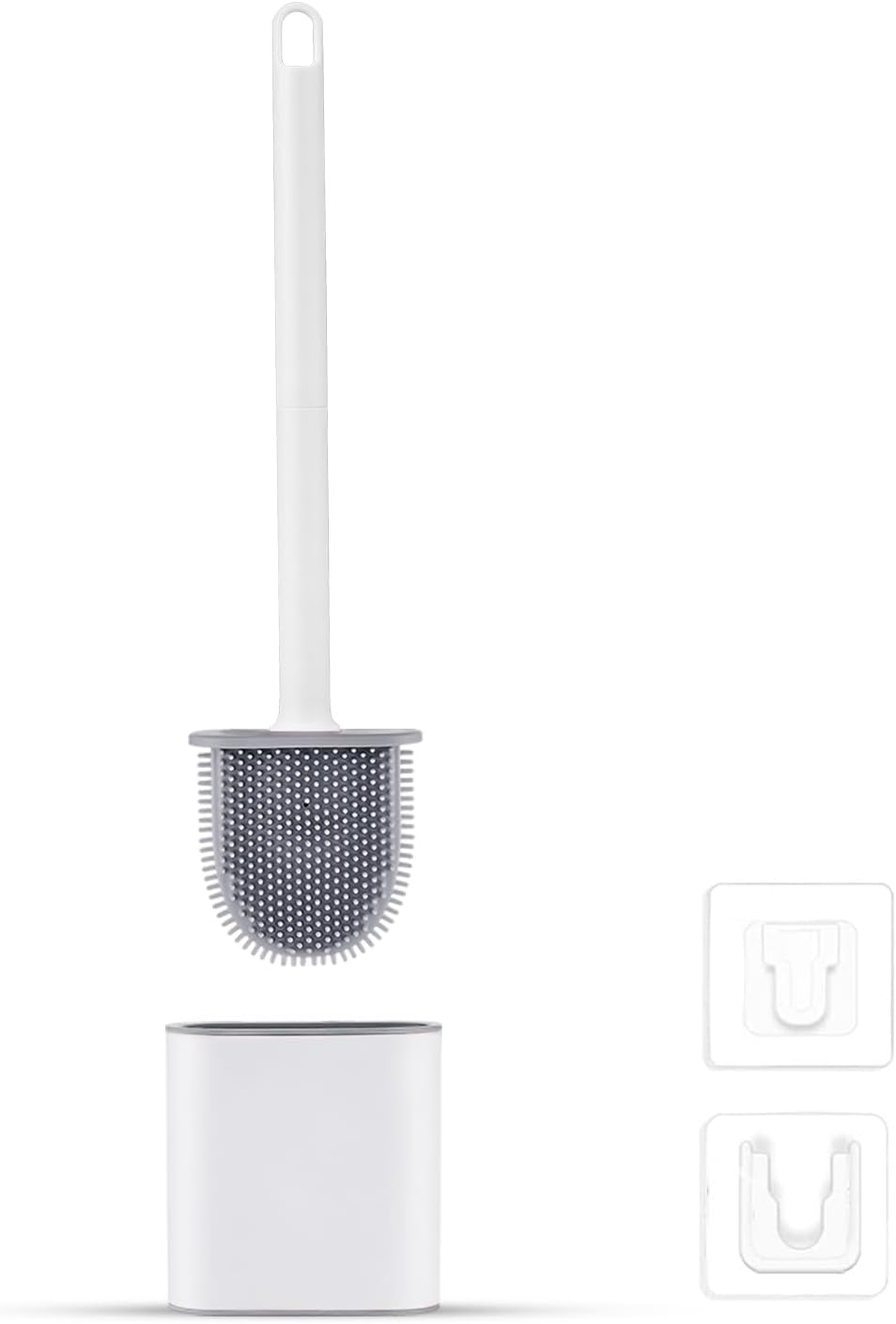 Ibergrif M34151-3 Silicone Toilet Brush with Holder Deep Cleaning Flat Brush
