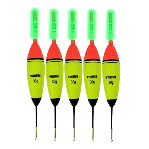 Qualyqualy Lot De 5 20 G 30g Eva Schwimmt + 10stück Poissons-glühen-nuit Lumière étage-longue Verticale Éclairage Flottant Bobber De Pêche De Jeu De