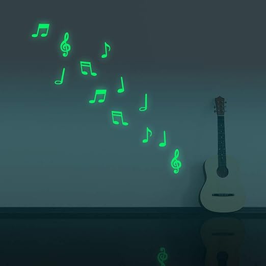 Glow Wall Sticker Glow in The Dancing Music for Ceiling or Wall Stickers - Glowing Wall Decals Stickers Room Decor Kit for Kids Boys Girls Kids Home Room Nursery Decoration Wall Art Musical Style Ho