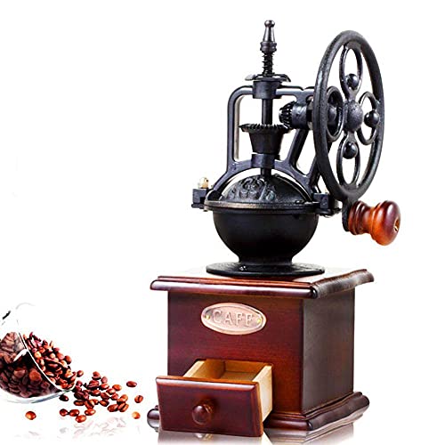 MOMOTOU Macinacaffè manuale vintage in legno a manovella macinacaffè regolabile grossolanità con ceramica macinatura…