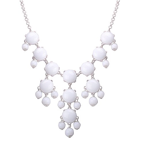 Jane Stone Pure White Mini Bubble Necklace Cluster Jewelry Little Bubble Necklace Fashion Jewelry Bib Statement Jewellery Lovely Necklace(Fn0626SM-Pure White)