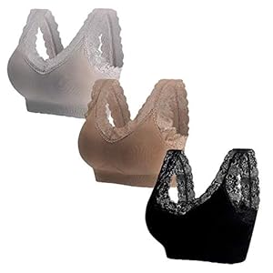 WJSU Dames BHS 1 of 3 Pack Sport-BHS Zonder Beugel Push Up Yoga Kanten BH BH Top Set voor Vrouwen M-2XL