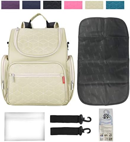 Travel Diaper Bag Backpack for Dad & Mom Large with Changing Pad Stroller Straps & Insulated Pockets Wet Clothes Bag Unisex White Multi-Function