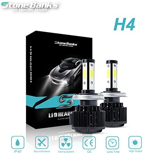 H4 LED Headlight Bulbs Conversion Kit 120W 6000K 32000LM High/Low Beam Bulb - Extremely Bright - 2 Pack - 2 Yr Warranty (H4(9003))