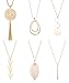 FINREZIO 6PCS Long Pendant Necklace Set Tassel Pendant Simple Bar Necklace Strands for Women