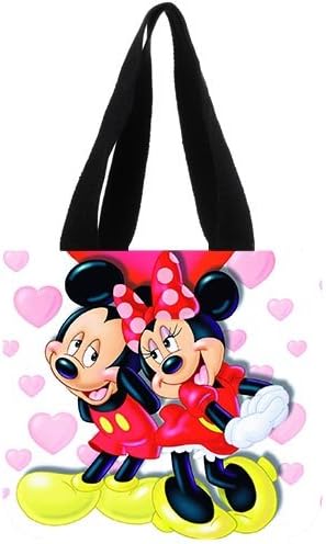 Custom mickey and minnie mouse Cotton Canvas Tote Bag Carrying Shopping Grocery Bags Handbag (two Sides)