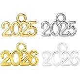 XSTPeach 1 Piece Single 2025 or 2026 Year Charm – Custom Gold or Silver Colored Zinc Alloy Year Charm for Jewelry Making, Necklace & Bracelet, Ships from California