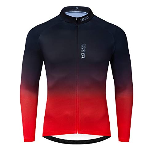 voofly Men's Bike Jersey Long Sleeve Cycling Shirts with Pockets