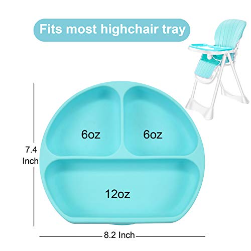 PandaEar Silicone Suction Divided Plate for Toddlers Dishwasher