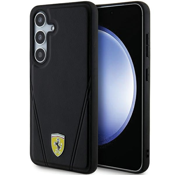 CG MOBILE Ferrari FEHMS24SP3BAK Case for S24 S921 Black Hard Case Hot Stamp V Lines