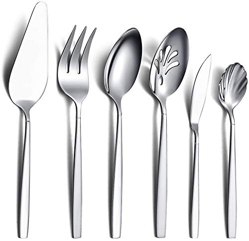 Cutlery Serving Set,Kyraton Stainless Steel Flatware Serving Set,Serving Utensils are Rust Proof and Dishwasher Safe (6 Pieces)