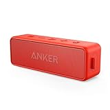 Anker Soundcore 2 Portable Bluetooth Speaker with Better Bass, 24-Hour Playtime, 66ft Bluetooth Range, IPX7 Water Resistance & Built-in Mic, Dual-Driver Wireless Speaker for Beach, Travel, Party- Red