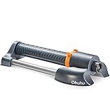 Ohuhu Oscillating Sprinkler for Yard with 20 Nozzles & Adjustable Spray, Up to 3,600 Sq. Ft Watering Range, Stable Metal Base Lawn Sprinklers Garden Sprinkler