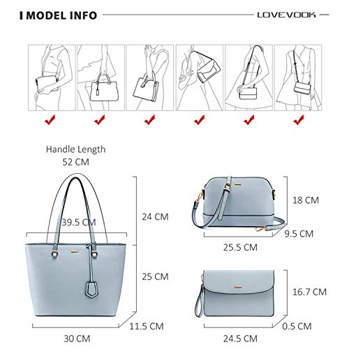 Handbags for Women Fashion Tote Bags Shoulder Bag Top Handle Satchel Purse Set 3pcs - Image 6