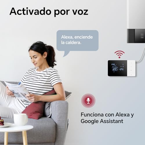 2 Wire WiFi Battery Thermostat for Gas Boilers Control Tuya Thermostat Programmable Daily, Compatible with Google Voice Control and Alexa.W506 3A