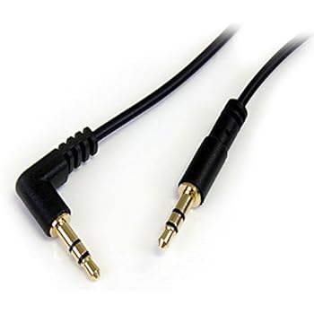 StarTech.com 1 ft. (0.3 m) Right Angle 3.5 mm Audio Cable - 3.5mm Slim Audio Cable - Right Angle - Male/Male - Aux Cable (MU1MMSRA)