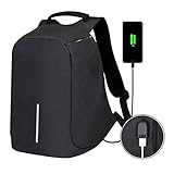 Anti-Theft Business Laptop Backpack Travel Daypack with USB Charging Port School Book Bag Fits 15.6 Inch Laptop Notebook for College Students Work Men & Women Size 12.59'' x 5.12'' x 16.53'' (Black)