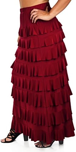 Women Waterfall 8 Tiered Boho Layered Maxi Skirt | Reg & Plus Sizes