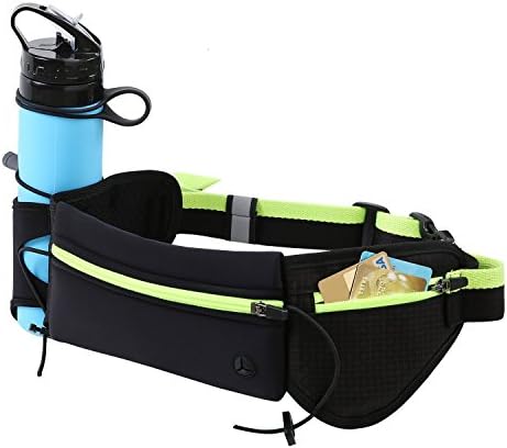 Waist Pack Running Belt Fanny Pack Reflective Bag Cross Body With Water Bottle Holder For iPhone Plus For Running Hiking Cycling Travelling Hands Free, Green