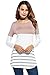 Etuoji Women Tunic Tops O-Neck Shirt Long Sleeve Contrast Color Lace Patchwork