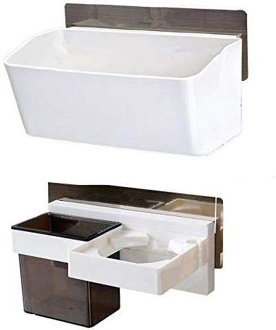 Madoats Bathroom Shelves, Multi-Purpose Adhesive Shower Caddy Basket Wall Mount Hair Dryer Holder and Bathroom Accessories Storage Organizer Set