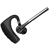 AUXBLUE Bluetooth Headset, Wireless Hands-Free Earpiece with Double HD Microphones and Noise Cancellation for Business/Driving/Office - Black