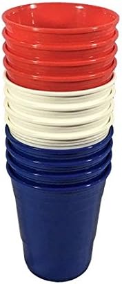 GreatCup Reusable Plastic Cup, Red/White/Blue, Set of 12
